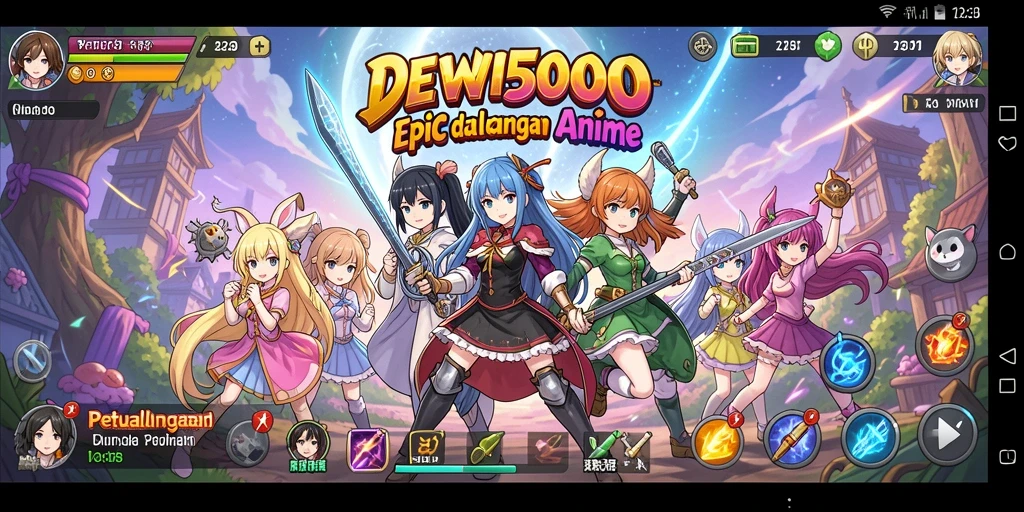 Tangkapan layar DEWI5000 yang menunjukkan aksi pertarungan karakter anime.