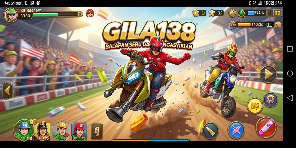 Tampilan gameplay seru GILA138 dengan aksi balapan yang mendebarkan.