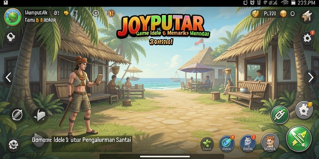 Screenshot gameplay JOYPUTAR dengan roda keberuntungan yang menarik.