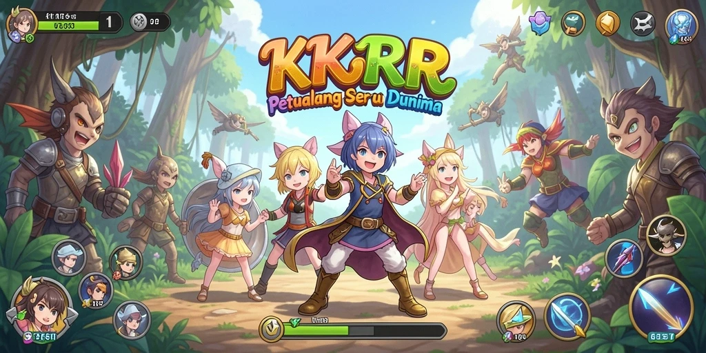 Screenshot gameplay KKRP menampilkan aksi pertarungan karakter anime.