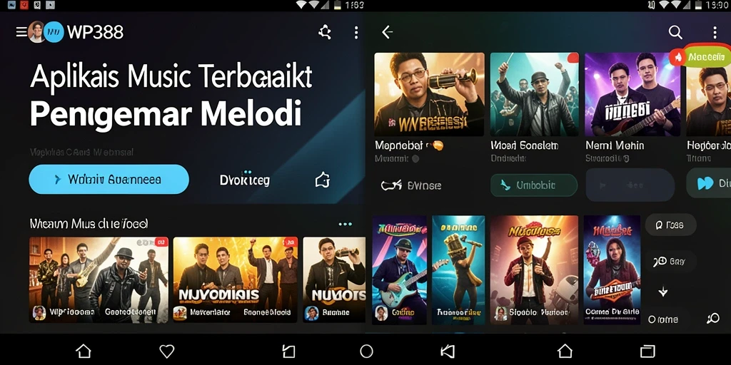 Tampilan daftar putar musik yang interaktif dan menarik di WP888.